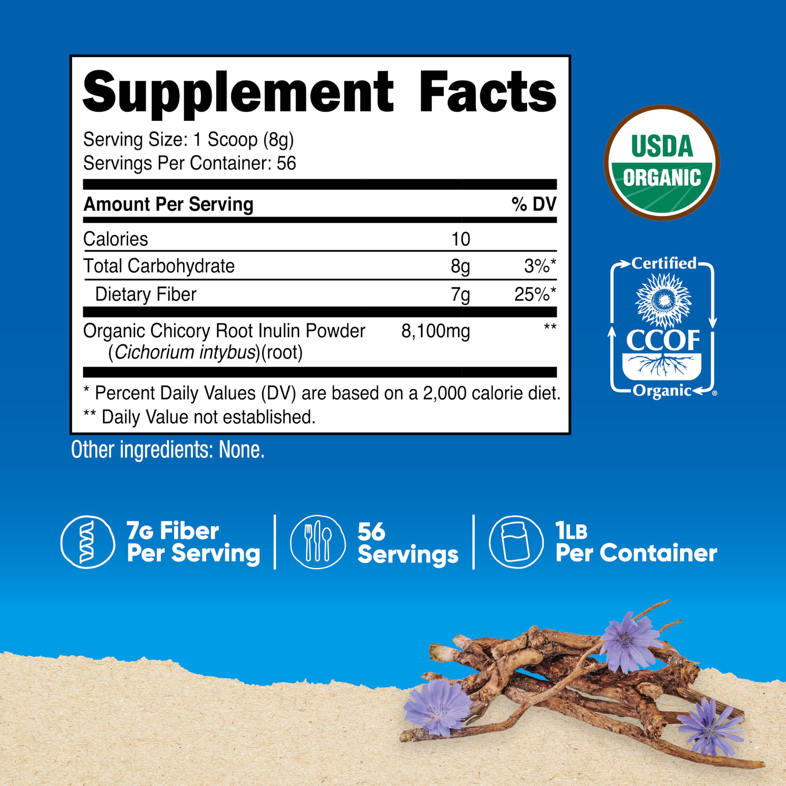 Nutricost Inulin Powder serving scoop showing a 1 tablespoon serving for daily fiber
