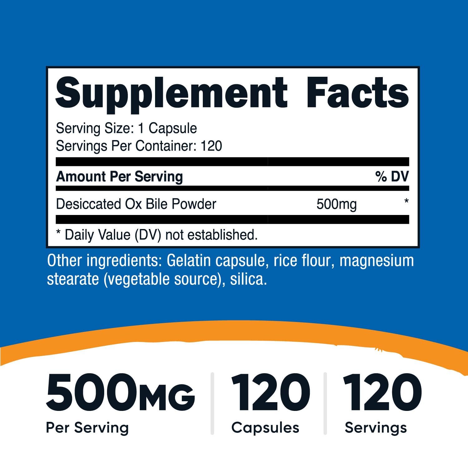 Nutricost Ox Bile capsules pour next to bottle cap for easy use