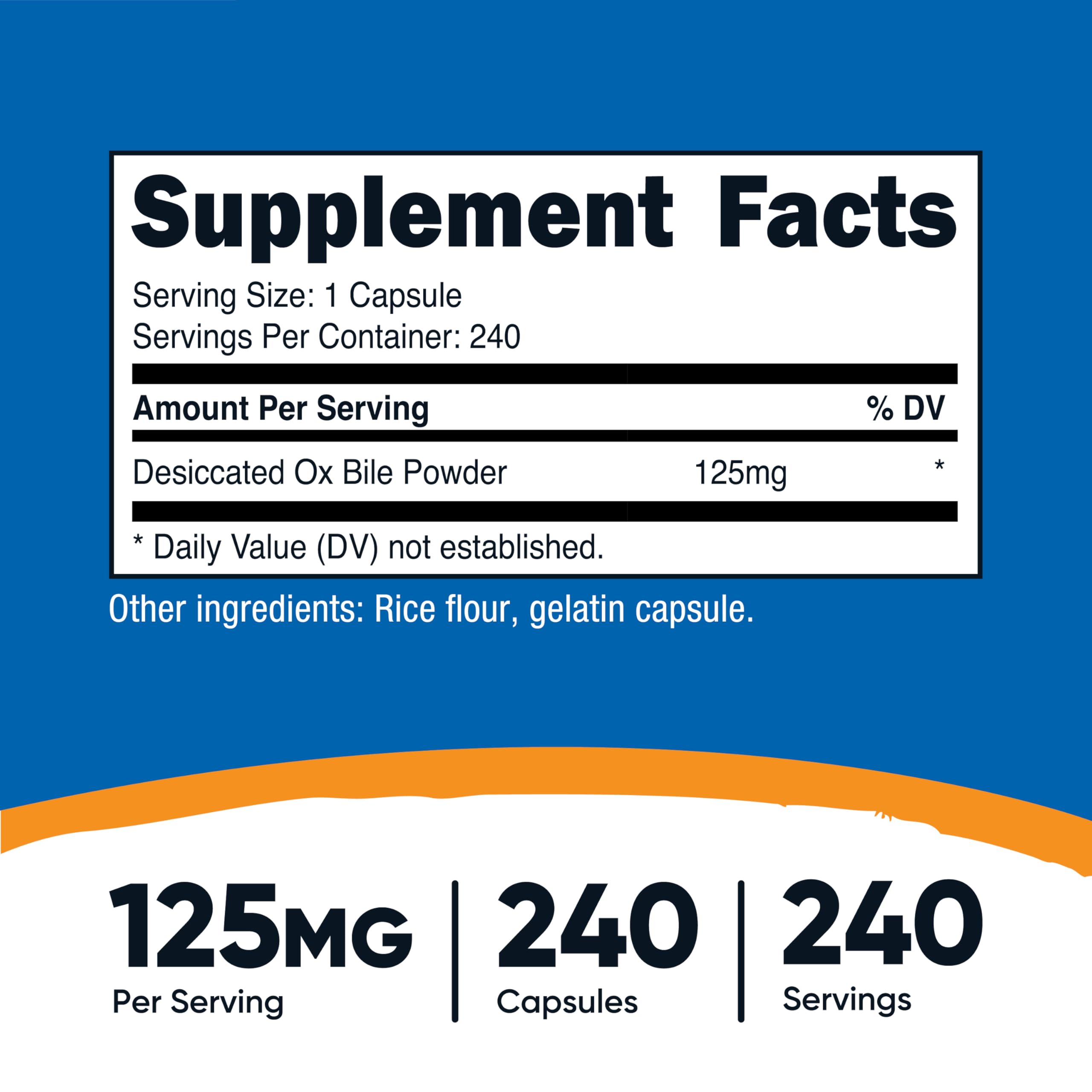 Close-up of Nutricost Ox Bile capsules showing dosage