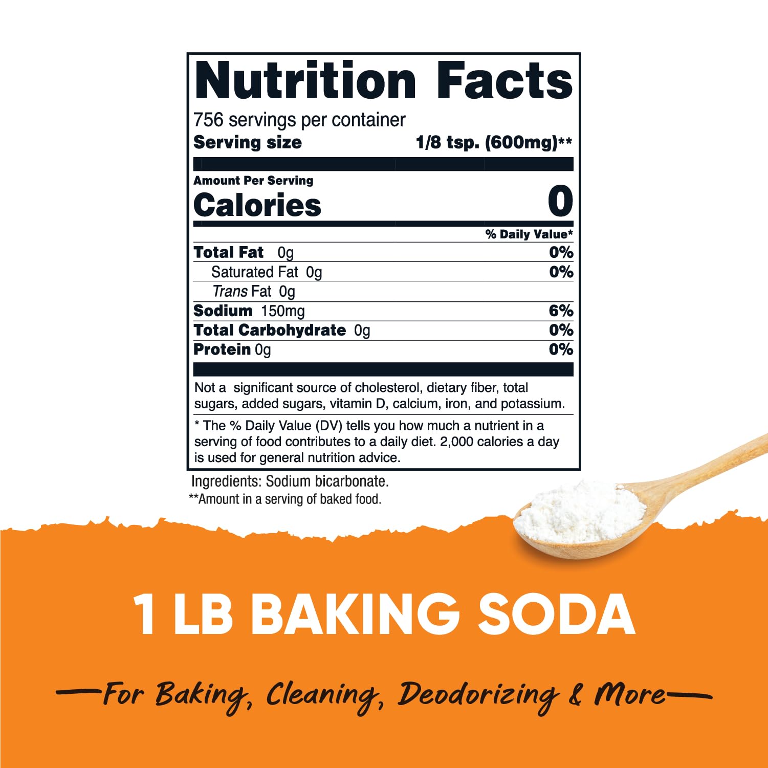 Nutricost Pantry Baking Soda powder closeup shows pure sodium bicarbonate for versatile uses
