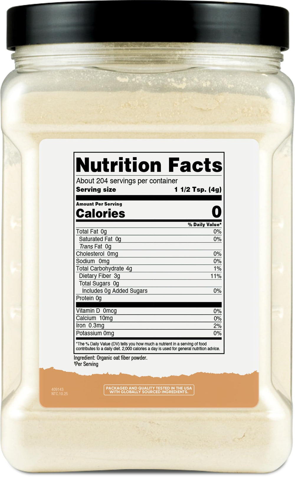 Nutricost Oat Fiber gluten-free label ideal for baking.