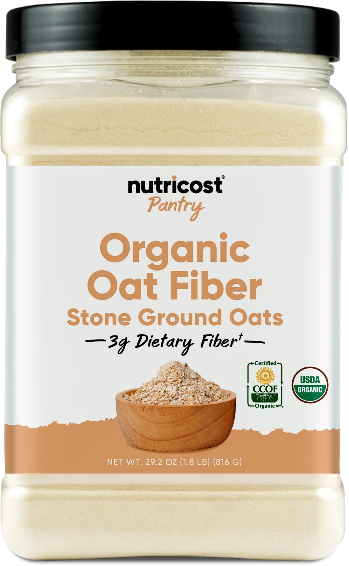 Nutricost Pantry Organic Oat Fiber jar with clean packaging and organic quality.