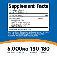 Close-up of Nutricost Pine Bark Extract capsules, 300 mg per serving.
