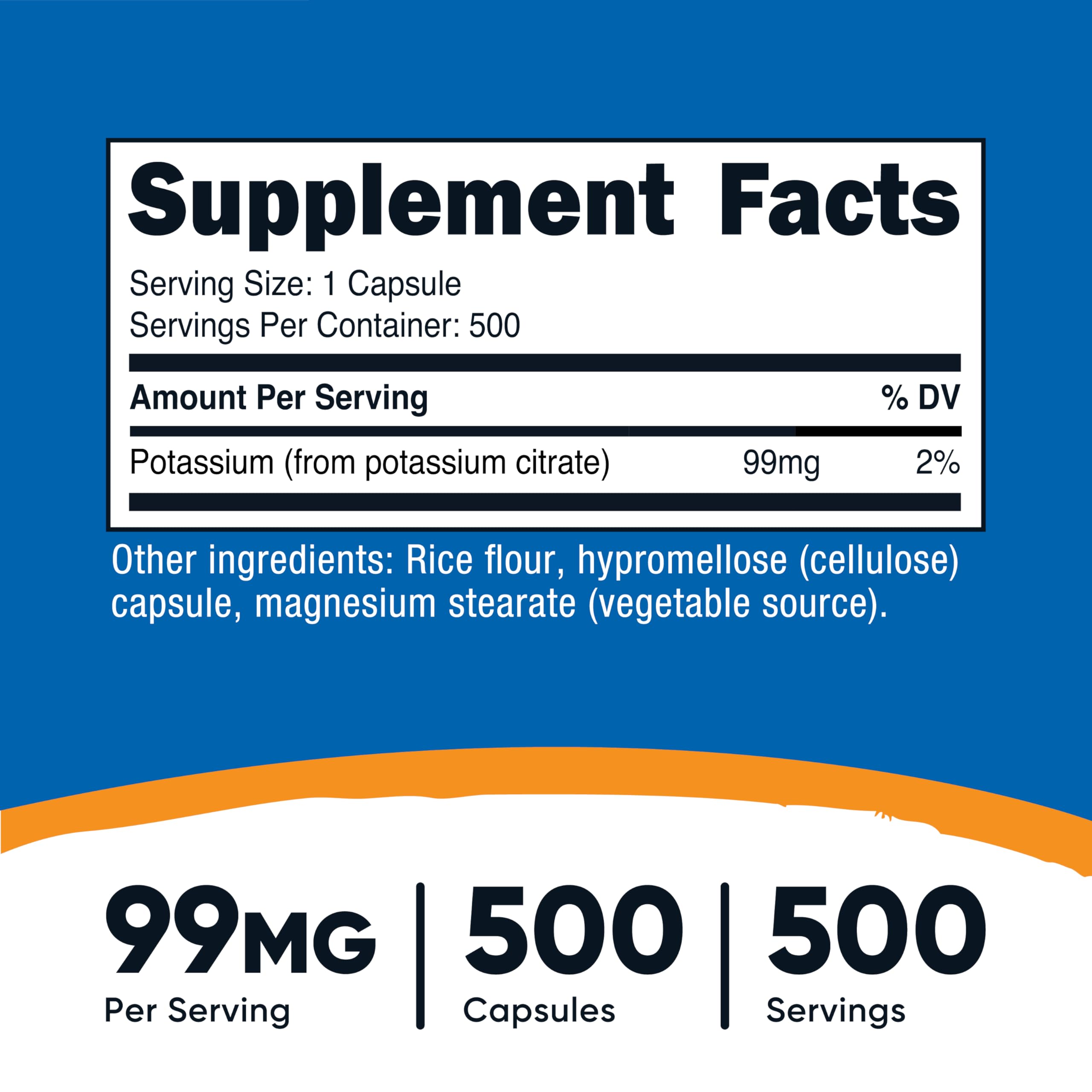Nutricost Potassium Citrate bottle label highlights non-GMO and gluten-free notes.