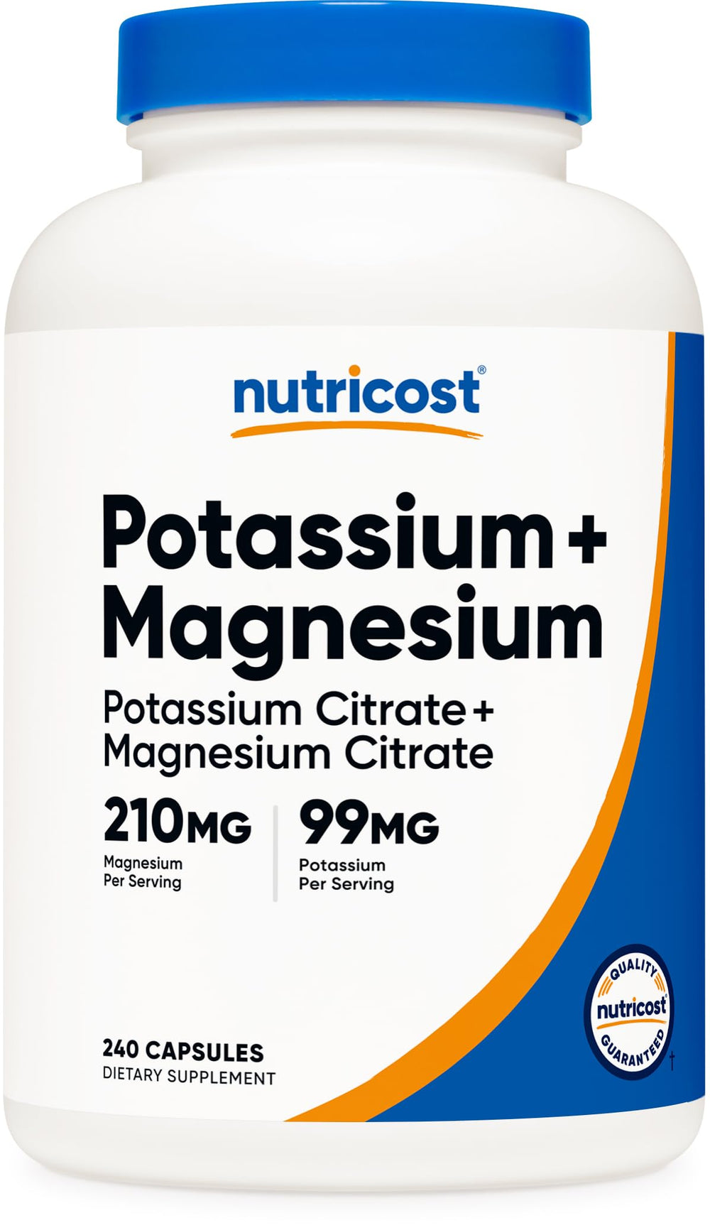 Nutricost Potassium Magnesium Citrates bottle front for daily mineral support.