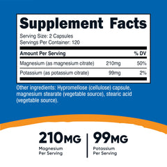Nutricost Potassium Magnesium Citrates capsules closeup for easy daily intake.