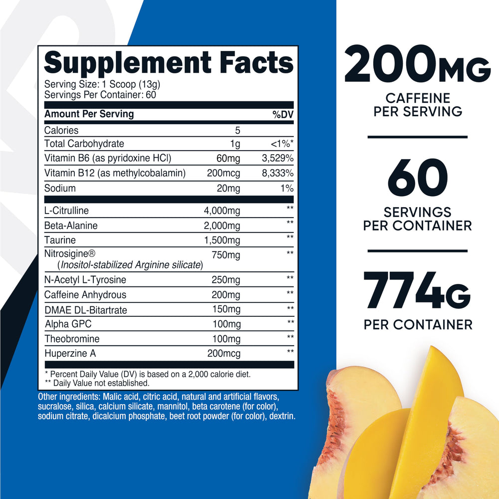 Nutricost Pre-Workout Complex ingredients blend highlighting beta-alanine and taurine