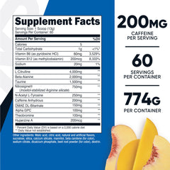 Nutricost Pre-Workout Complex ingredients blend highlighting beta-alanine and taurine