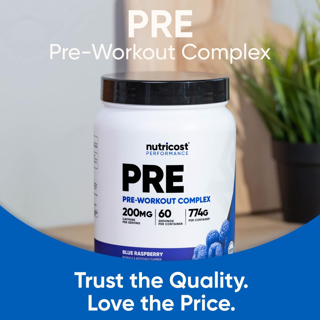 Nutricost peach mango scoop ready to energize your warm-up routine.
