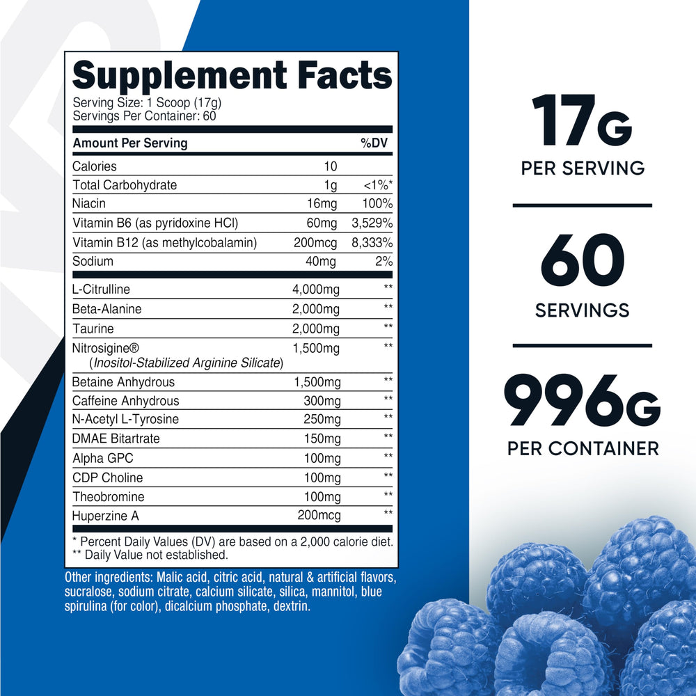 Nutricost Pre-X Xtreme scoop included for precise daily servings.