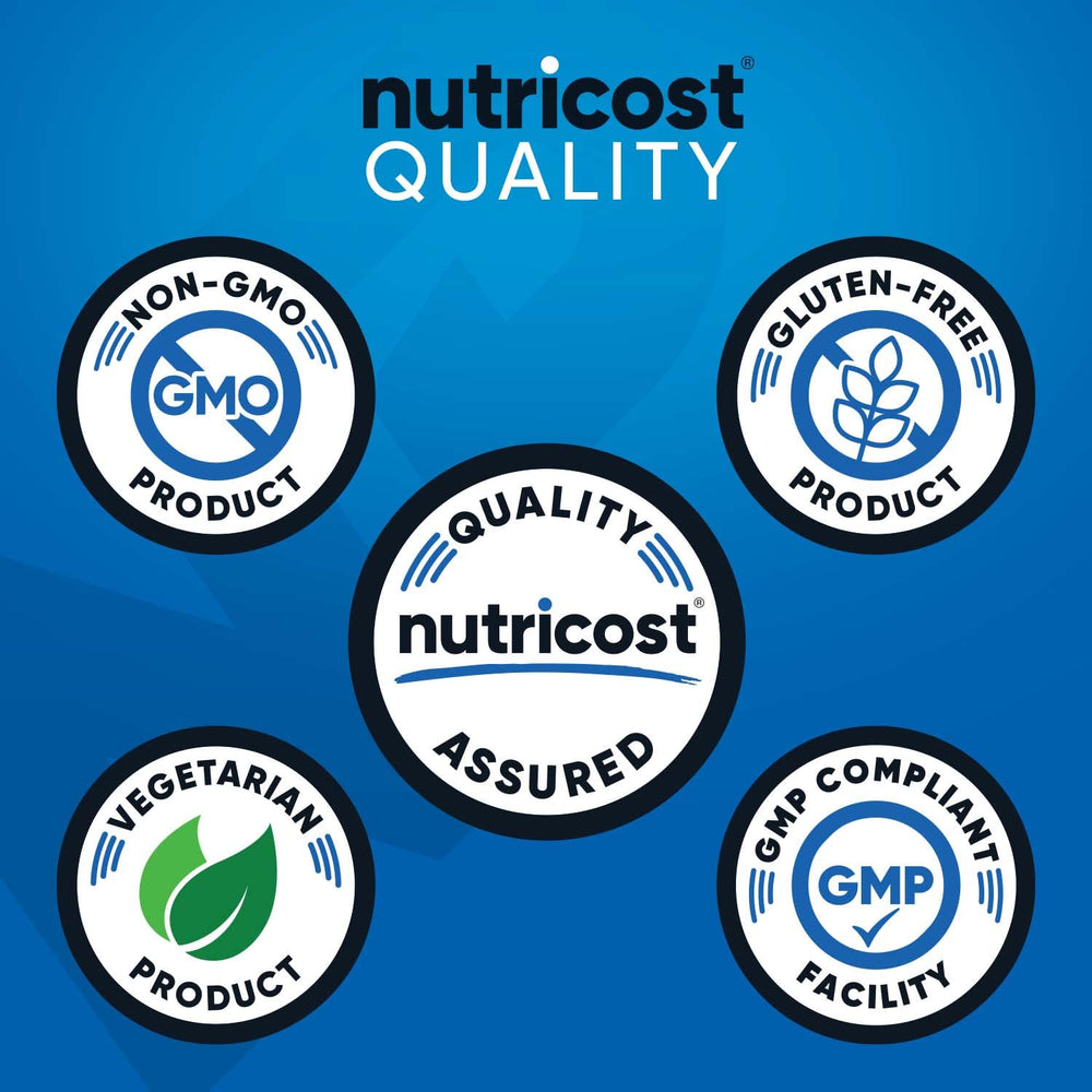 Nutrition panel shows vegetarian, non-GMO, gluten-free formulation for diet-friendly use.