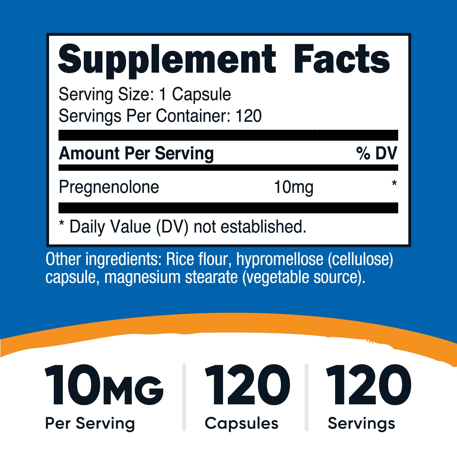 Nutricost Pregnenolone capsules close-up, veggie shells designed for easy swallowing