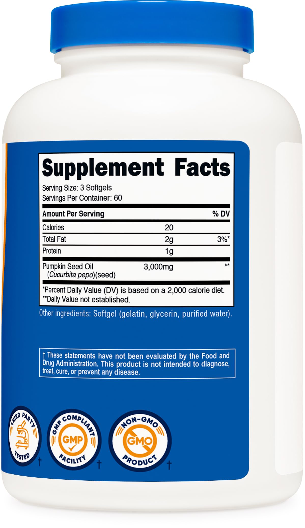 Nutrition panel highlights fatty acids and plant-based nutrients.