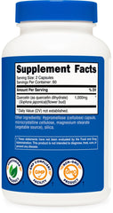 Nutricost Quercetin 1000mg packaging emphasizes Non-GMO and Gluten-Free formulation