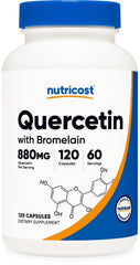 Nutricost Quercetin with Bromelain bottle front, 60 servings, vegetarian and gluten-free.