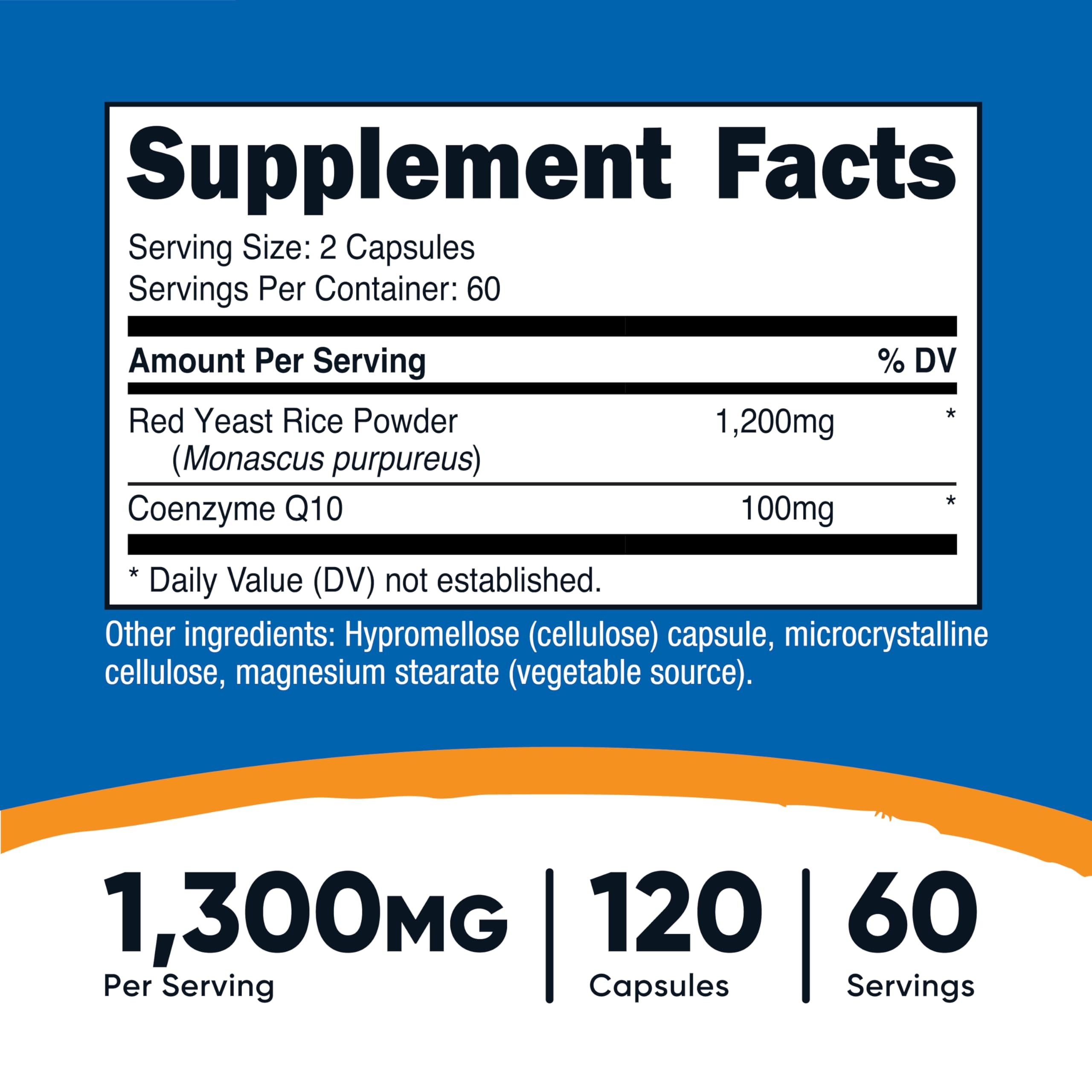 Nutricost Red Yeast Rice CoQ10 label close-up with ingredient details