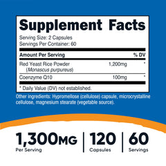 Nutricost Red Yeast Rice CoQ10 label close-up with ingredient details