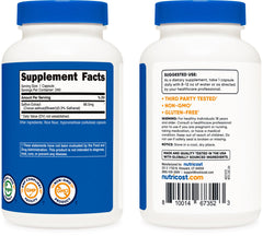 Nutricost saffron extract bottle with glass of water for daily use