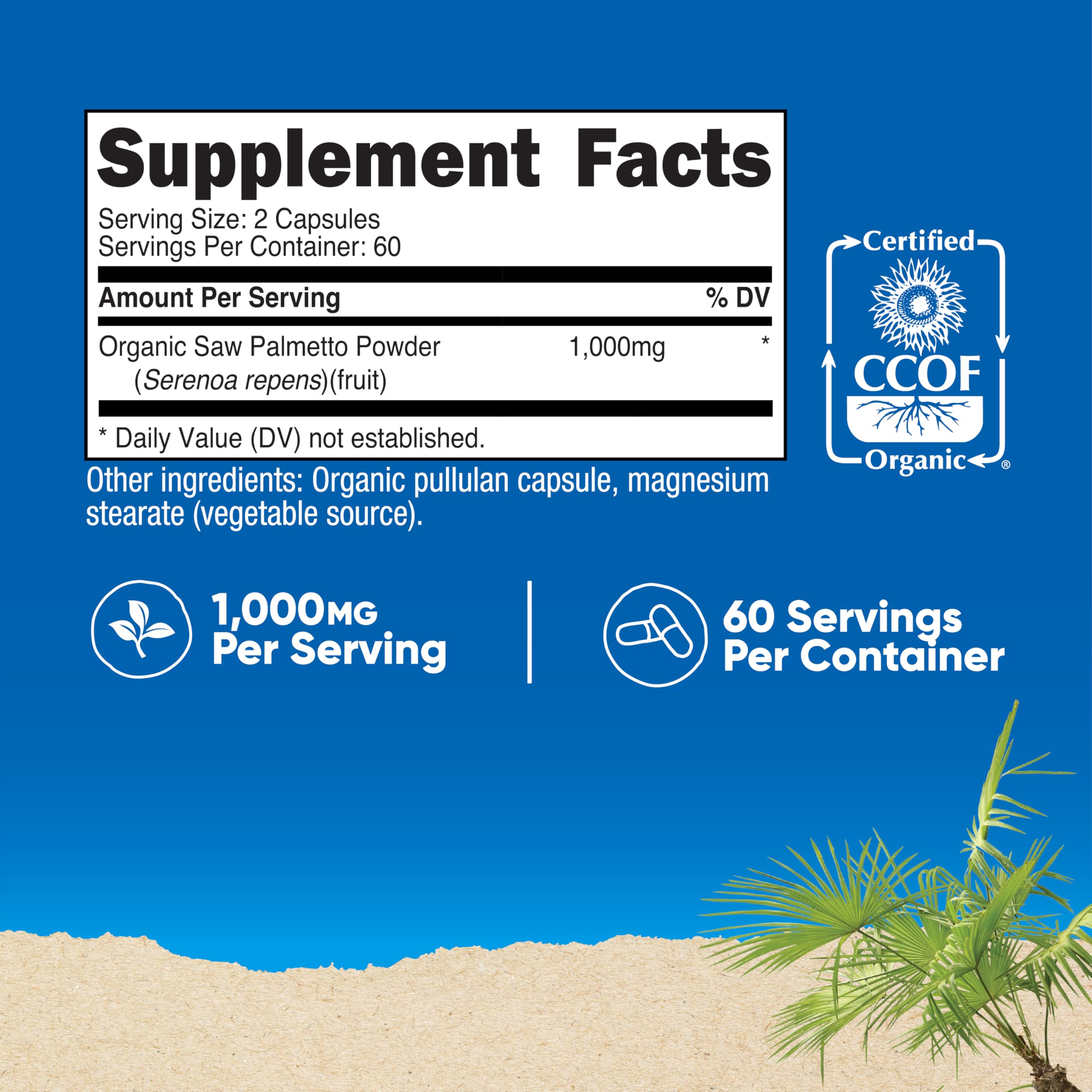 Nutricost Saw Palmetto capsules close-up, vegetarian friendly and easy to swallow