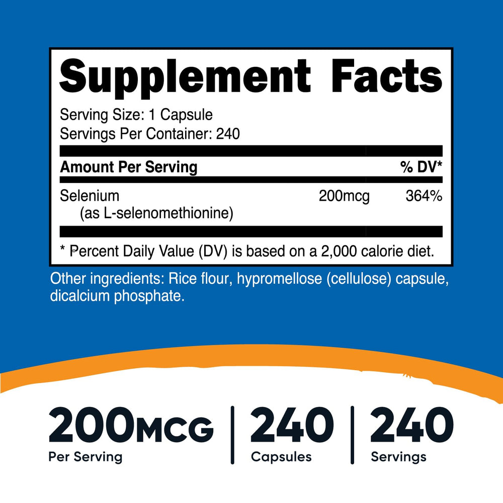 Nutricost Selenium 240 capsules pack for long-term supplementation.