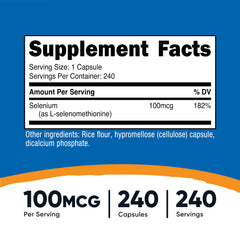Nutricost Selenium capsules close-up, vegetarian and gluten-free daily supplement.