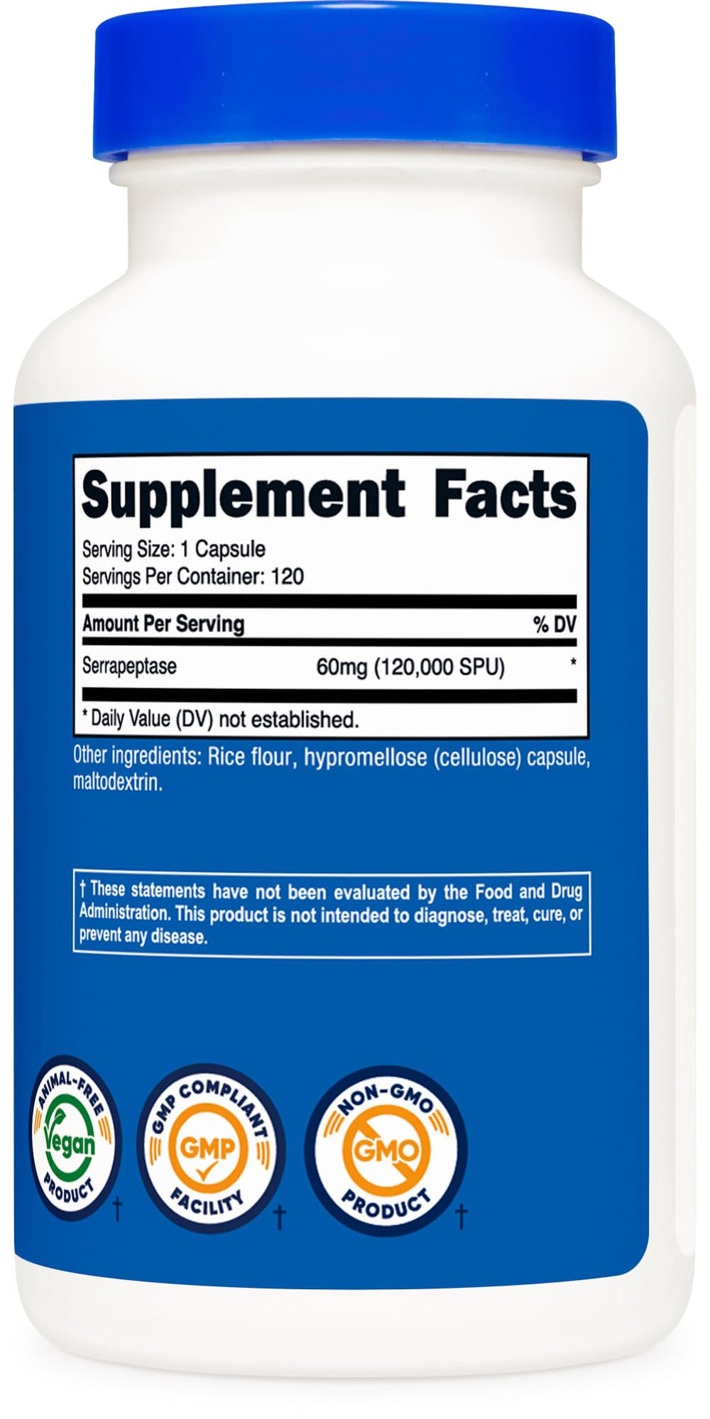 Nutricost Serrapeptase with glass of water suggesting easy on-the-go intake.