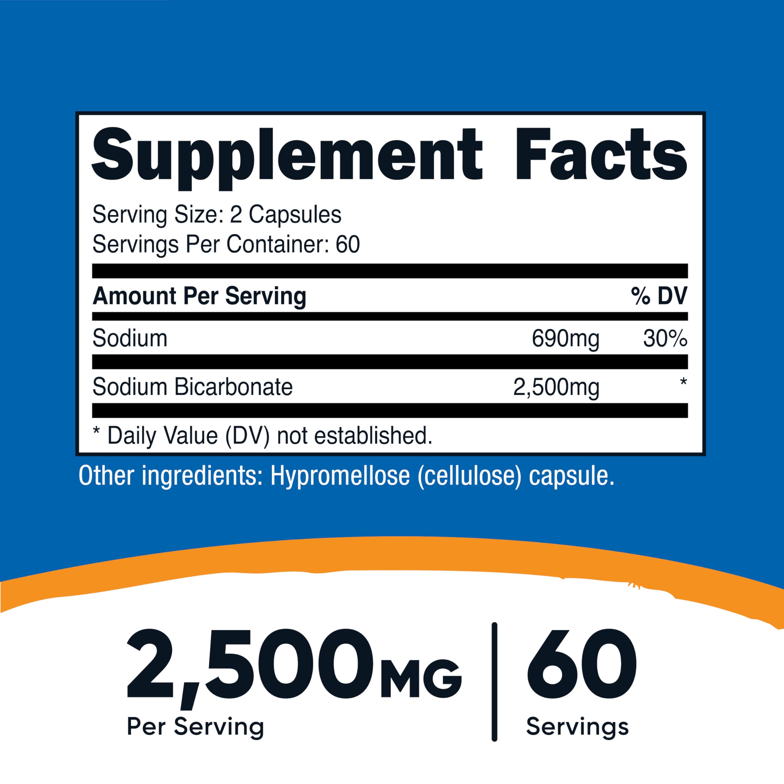 Nutricost Sodium Bicarbonate bottle cap close-up showing capsule count.