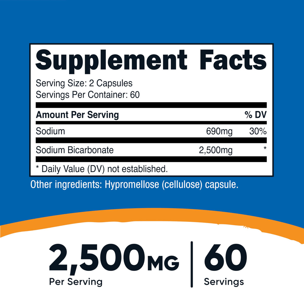 Nutricost Sodium Bicarbonate bottle cap close-up showing capsule count.