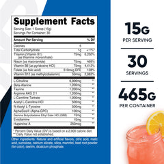 Nutricost Stim-Free Pre-Workout pink lemonade label highlights non-GMO ingredients.