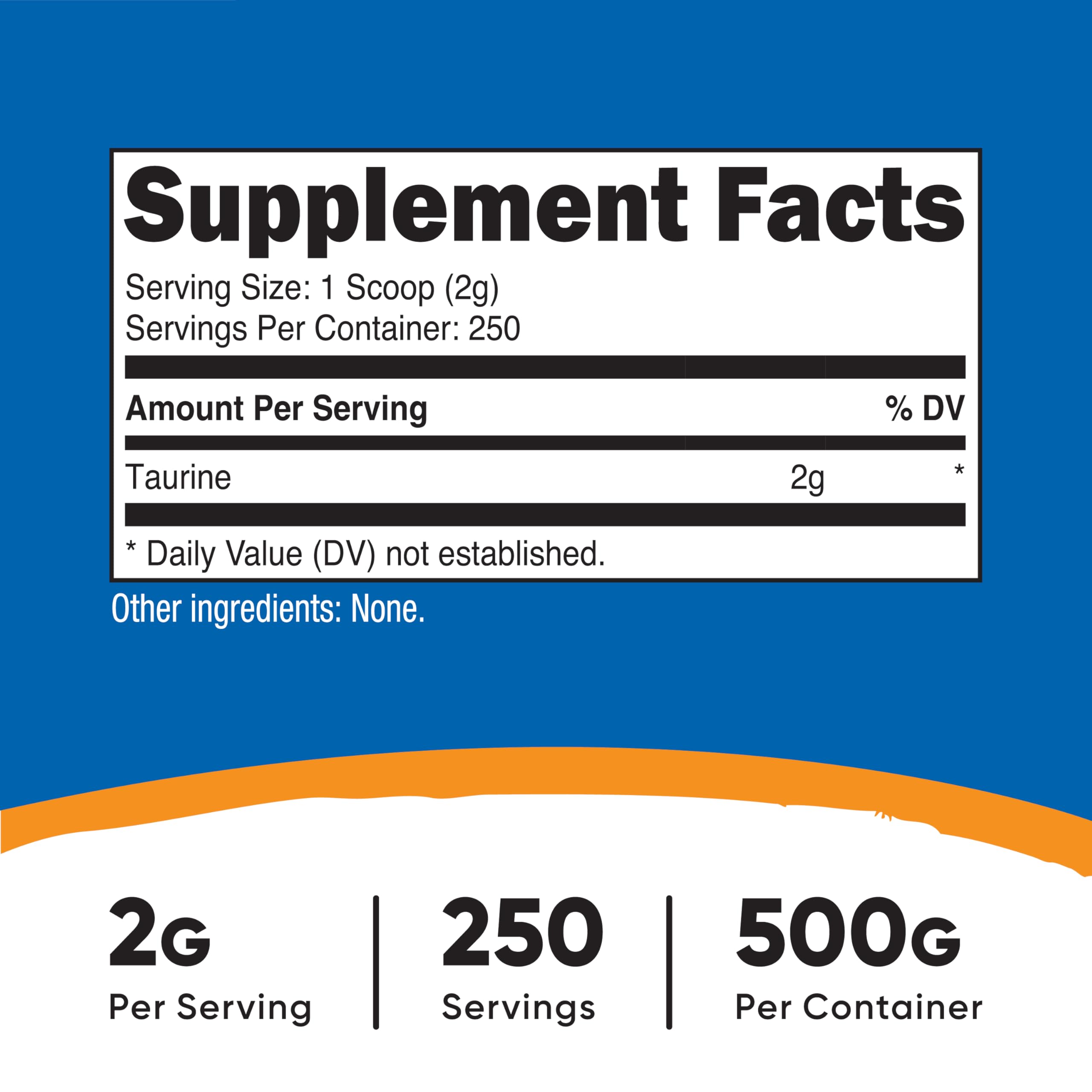Nutricost Taurine Powder with included 2-gram scoop for accurate serving