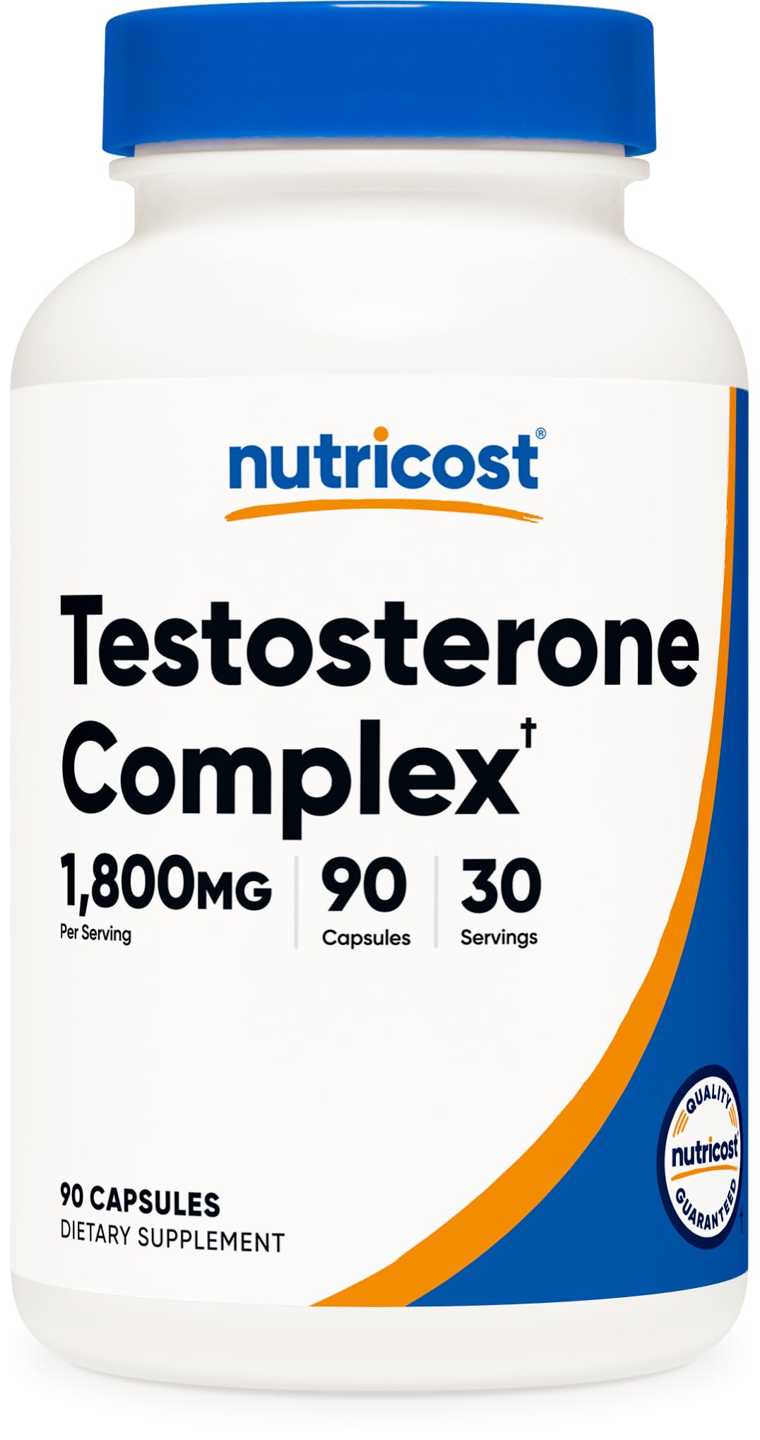 Nutricost Testosterone Support bottle front for daily vitality and workout focus.