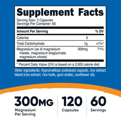 Nutricost Triple Magnesium Complex capsules close-up showing three forms for absorption.
