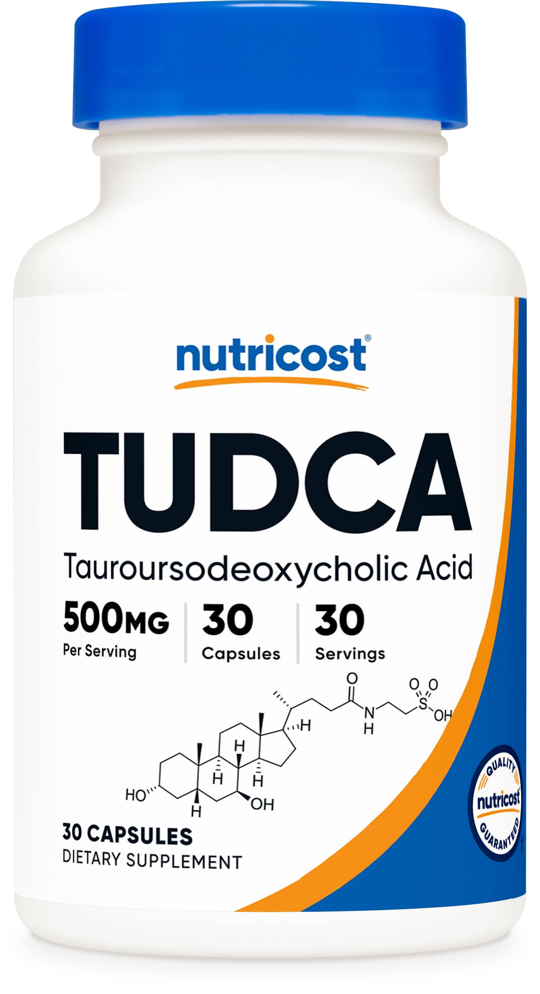 Nutricost Tudca 500mg capsules bottle: premium gluten-free daily support.
