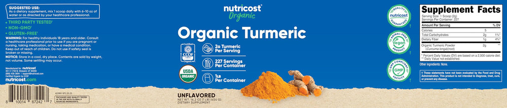 Nutricost turmeric powder batch tested by ISO-accredited labs