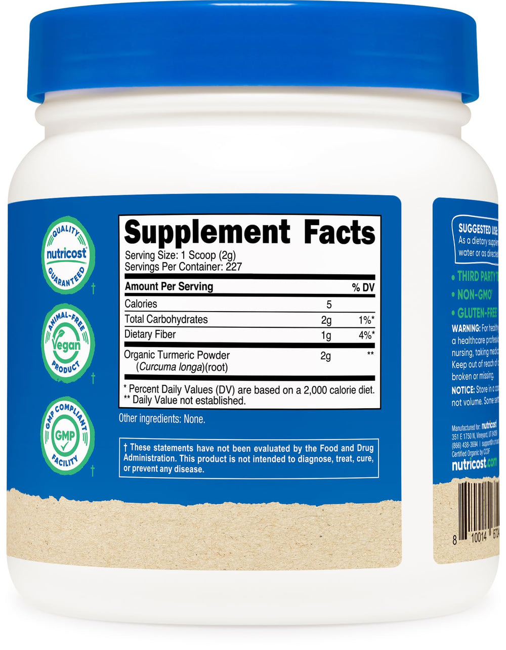 Nutricost turmeric powder produced in NSF GMP facility