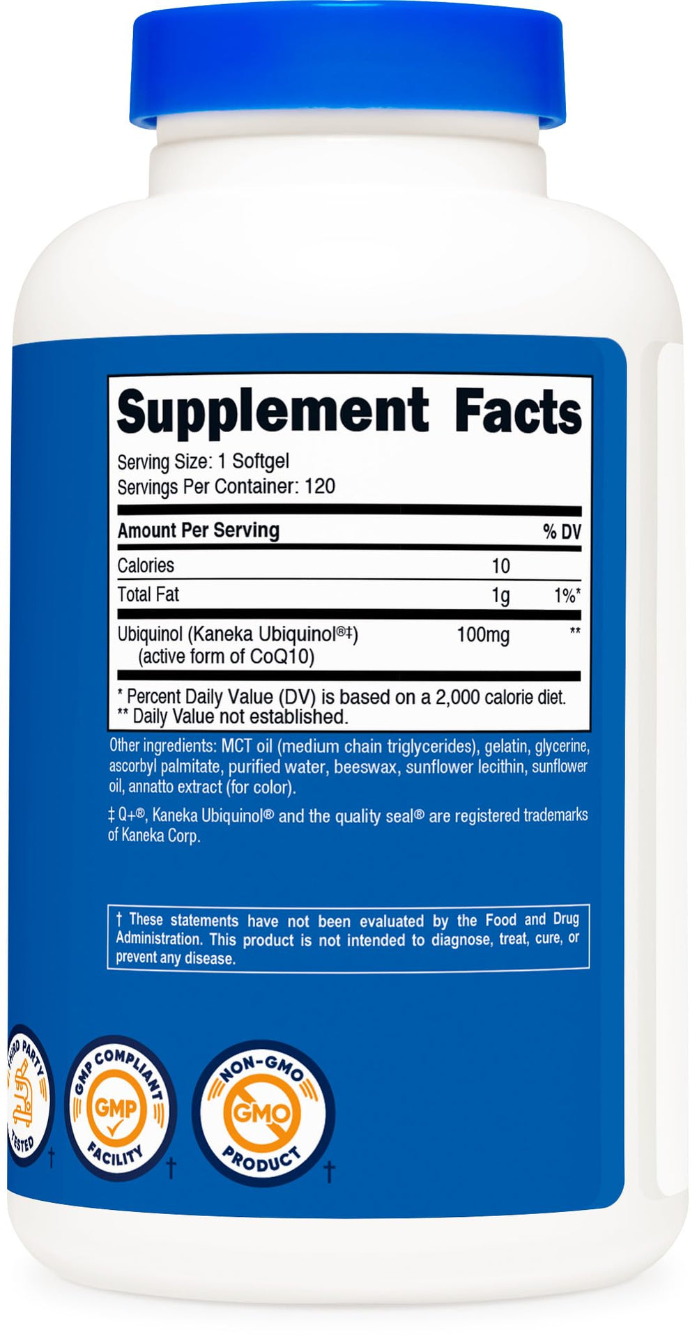 Nutricost Ubiquinol Softgels gluten free and non-GMO