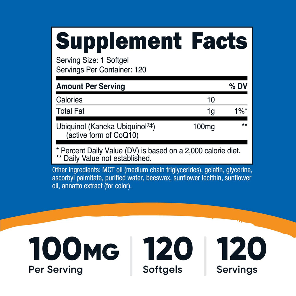 Nutricost Ubiquinol Softgels serving suggestion shown for easy daily routine