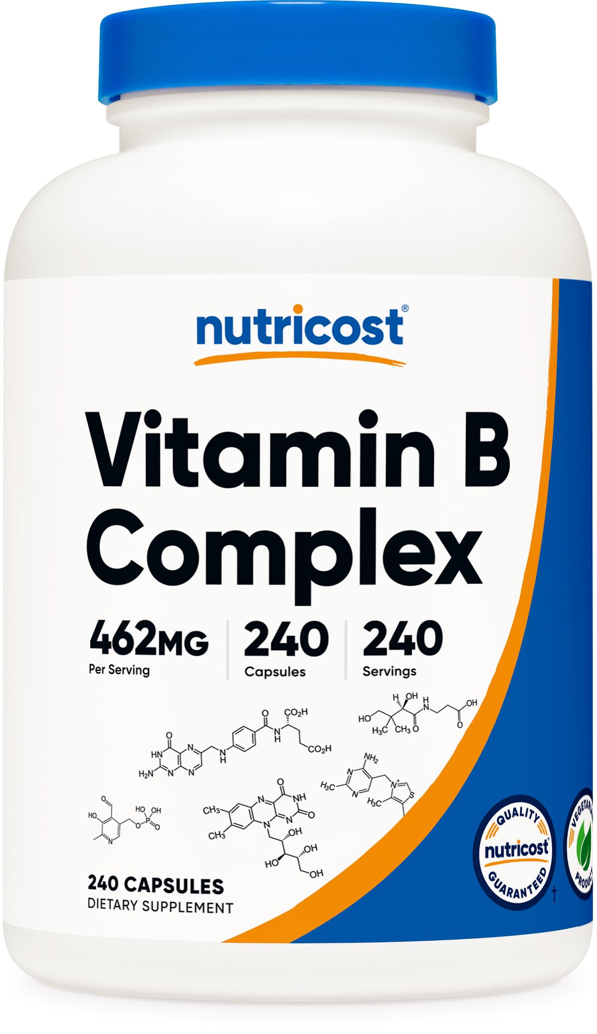 Nutricost Vitamin B Complex bottle front showing label and energy support
