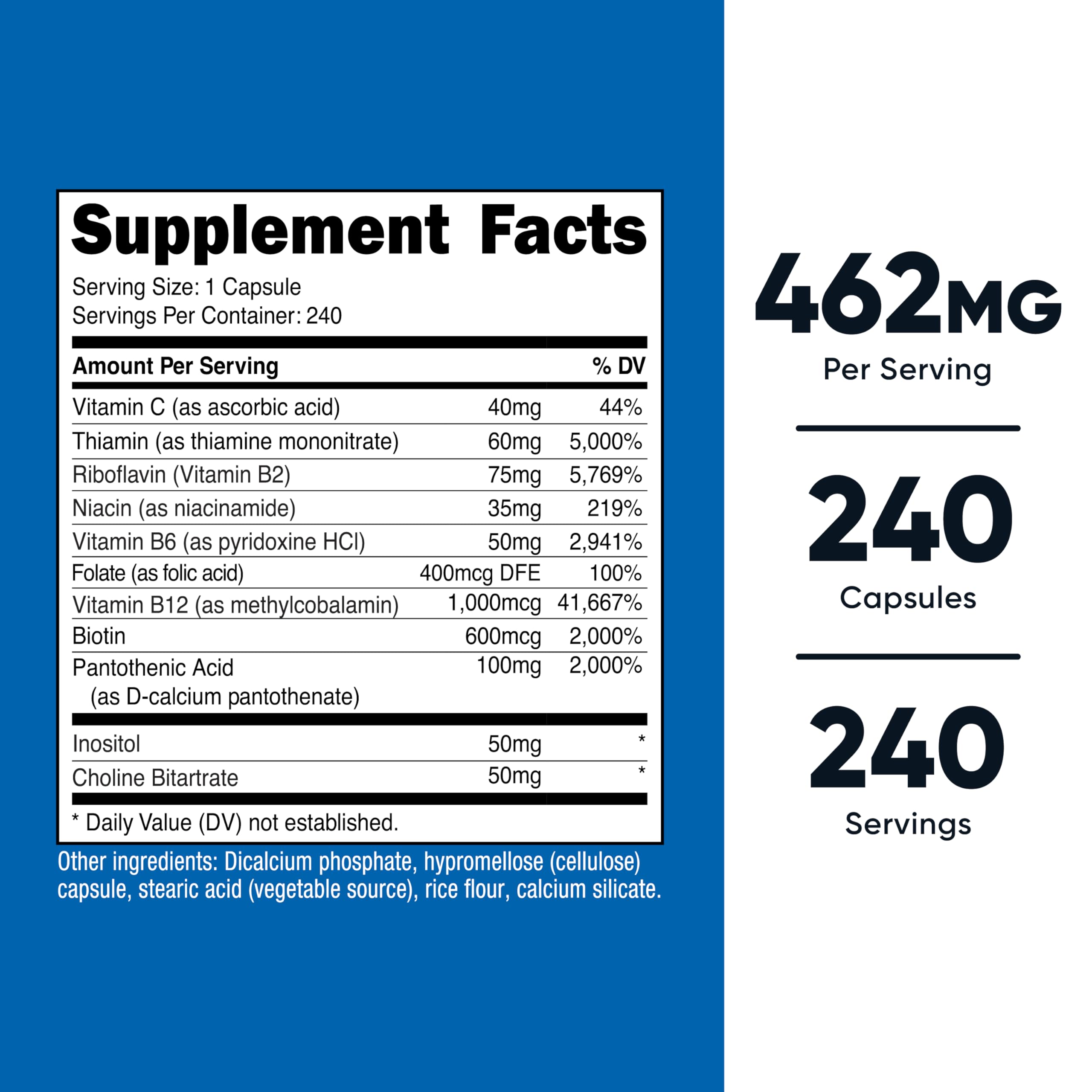Nutricost Vitamin B Complex bottle label close-up showing ingredients