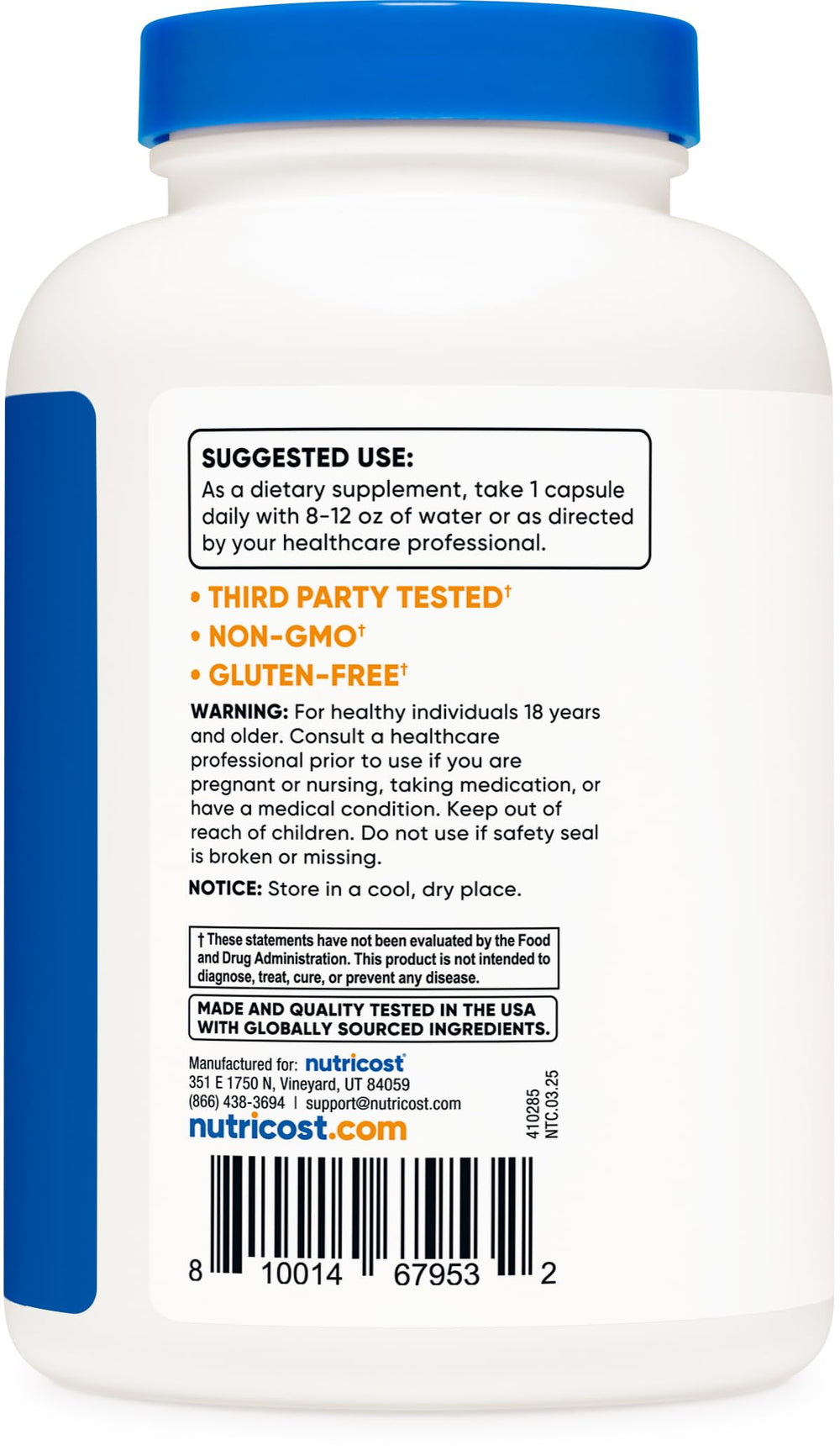 Nutricost Vitamin B Complex bottle pour shot for daily use
