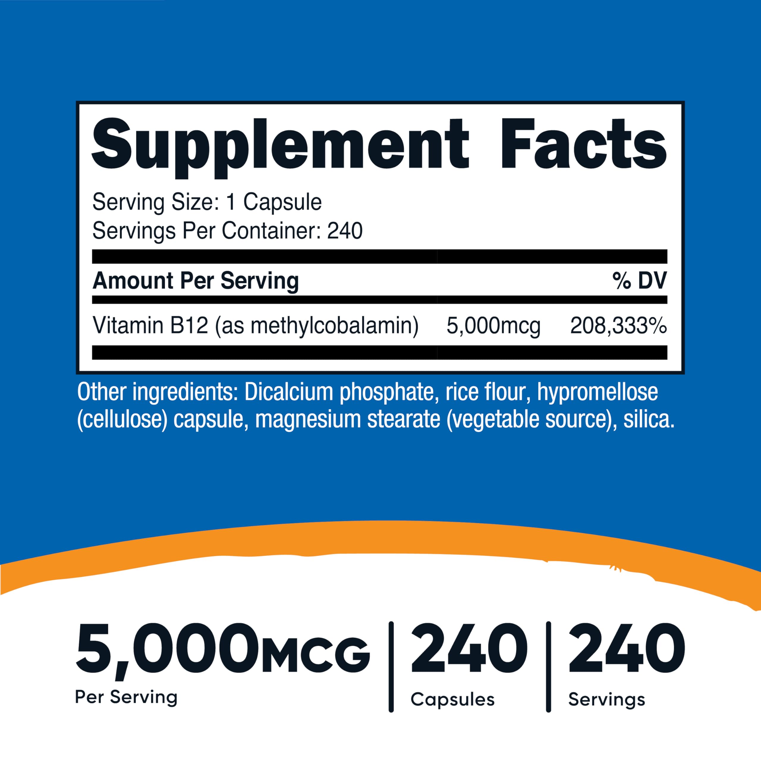 Nutricost Vitamin B12 capsules close-up, vegetarian capsules for daily use