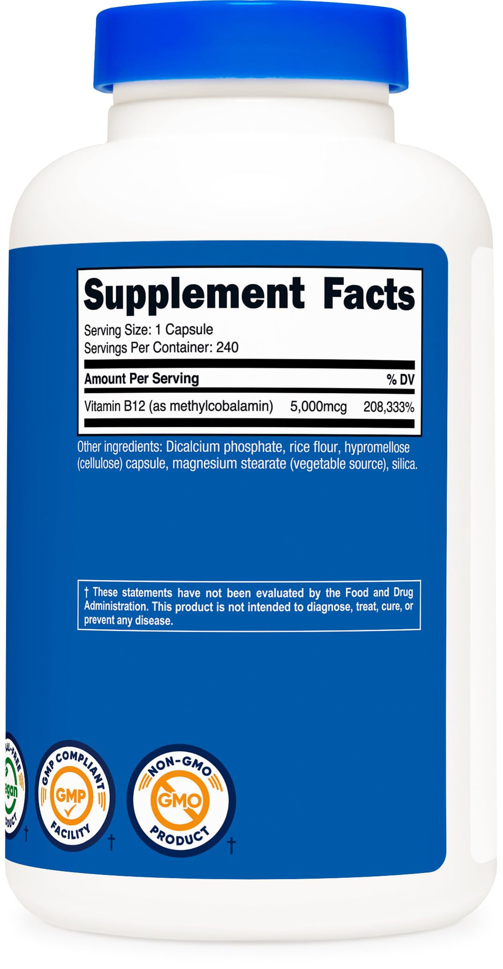 Nutricost Vitamin B12 capsules ready for daily intake