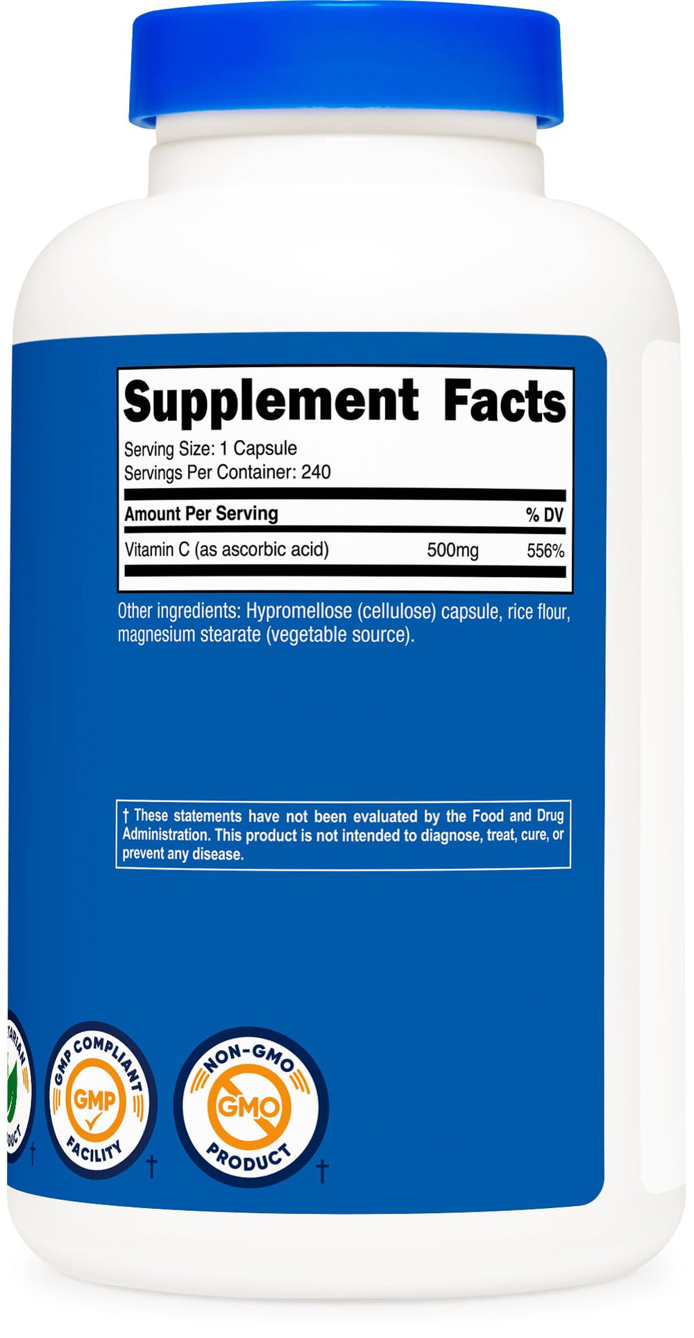 Nutricost Vitamin C packaging with ISO testing and quality standards