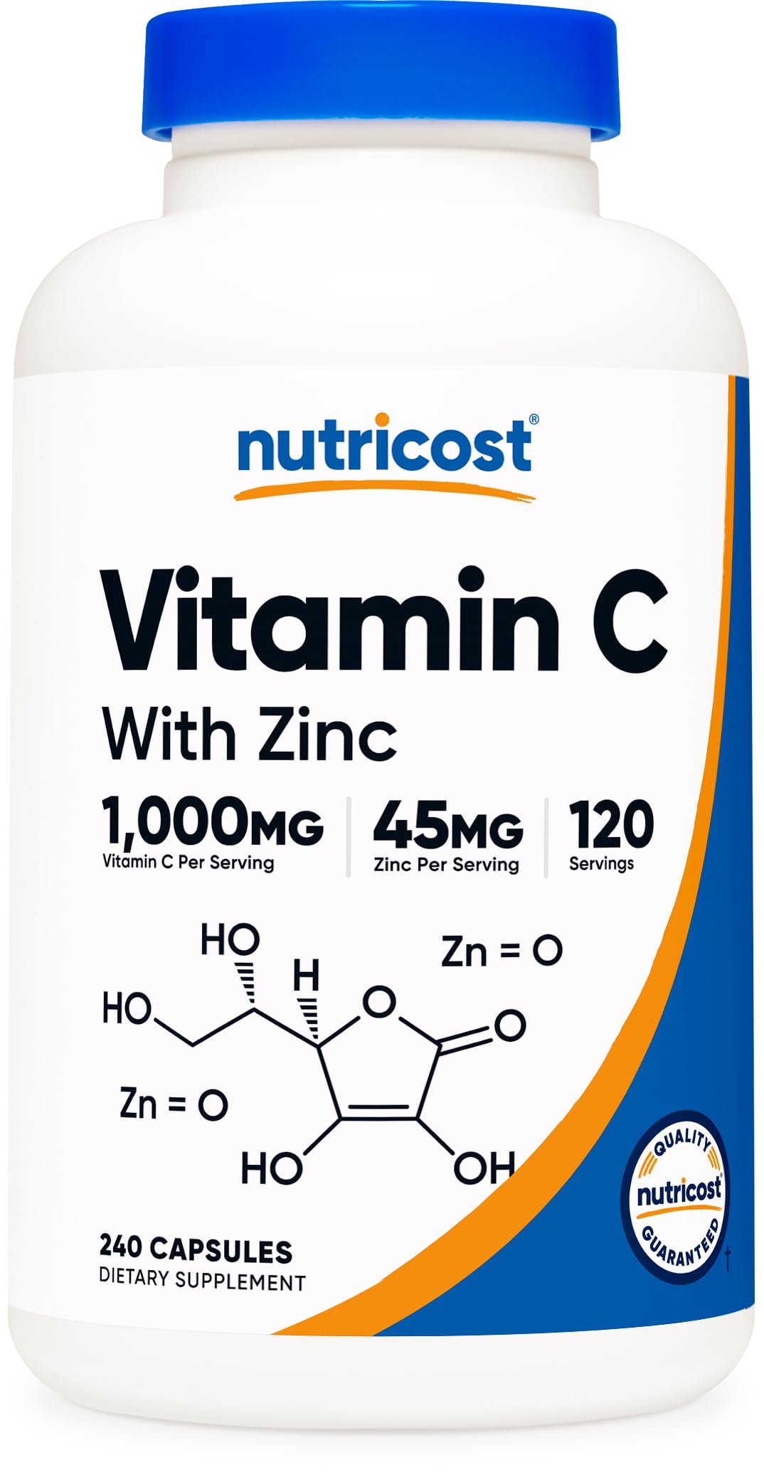 Nutricost Vitamin C with Zinc bottle front view for daily immune support