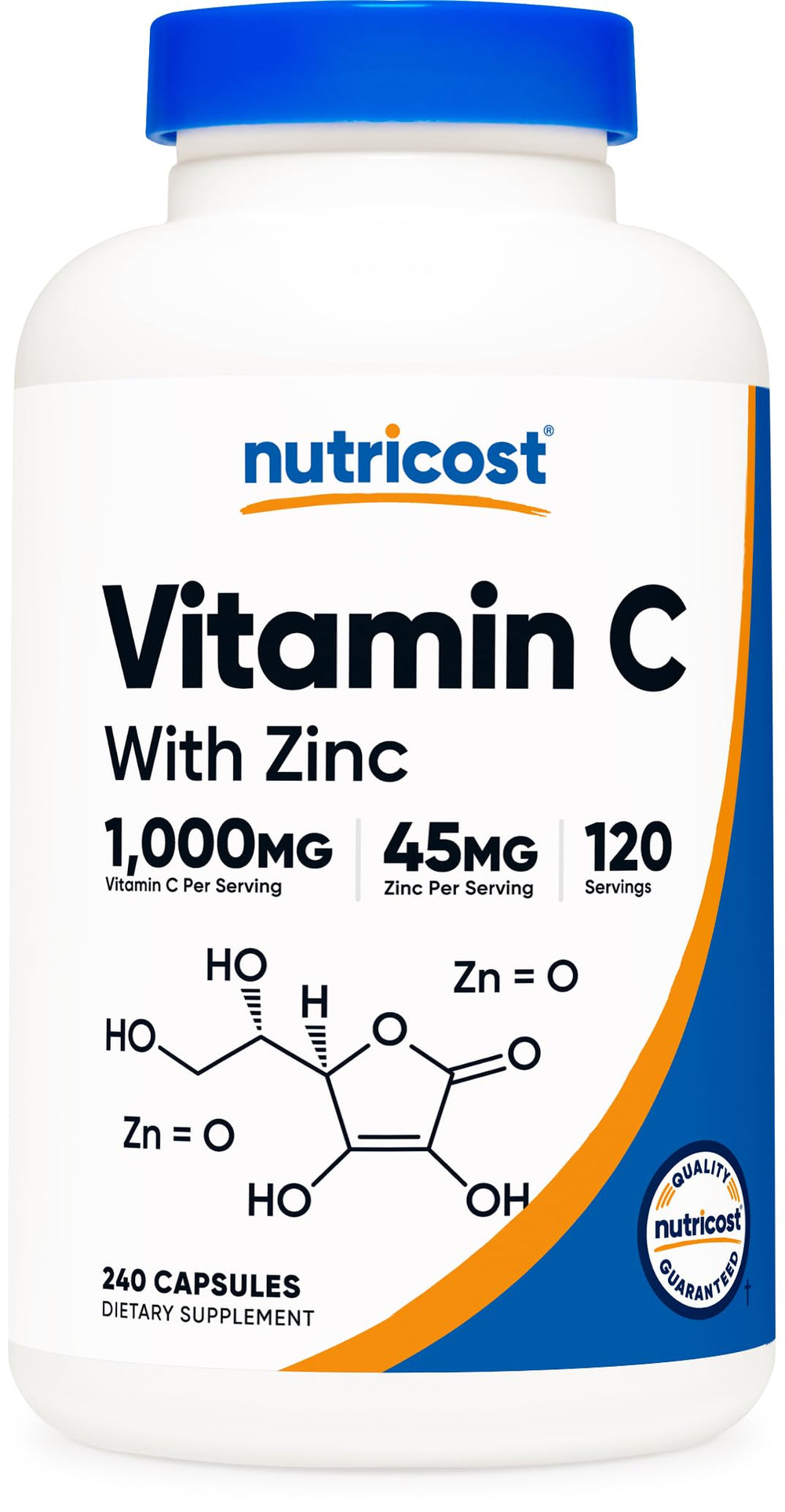 Nutricost Vitamin C with Zinc bottle front view for daily immune support