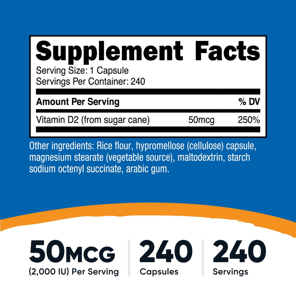 Nutricost Vitamin D2 capsules ready to swallow for convenient daily intake
