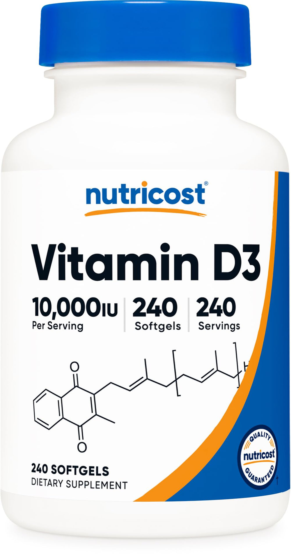 Nutricost Vitamin D3 10,000 IU softgels bottle for daily wellness