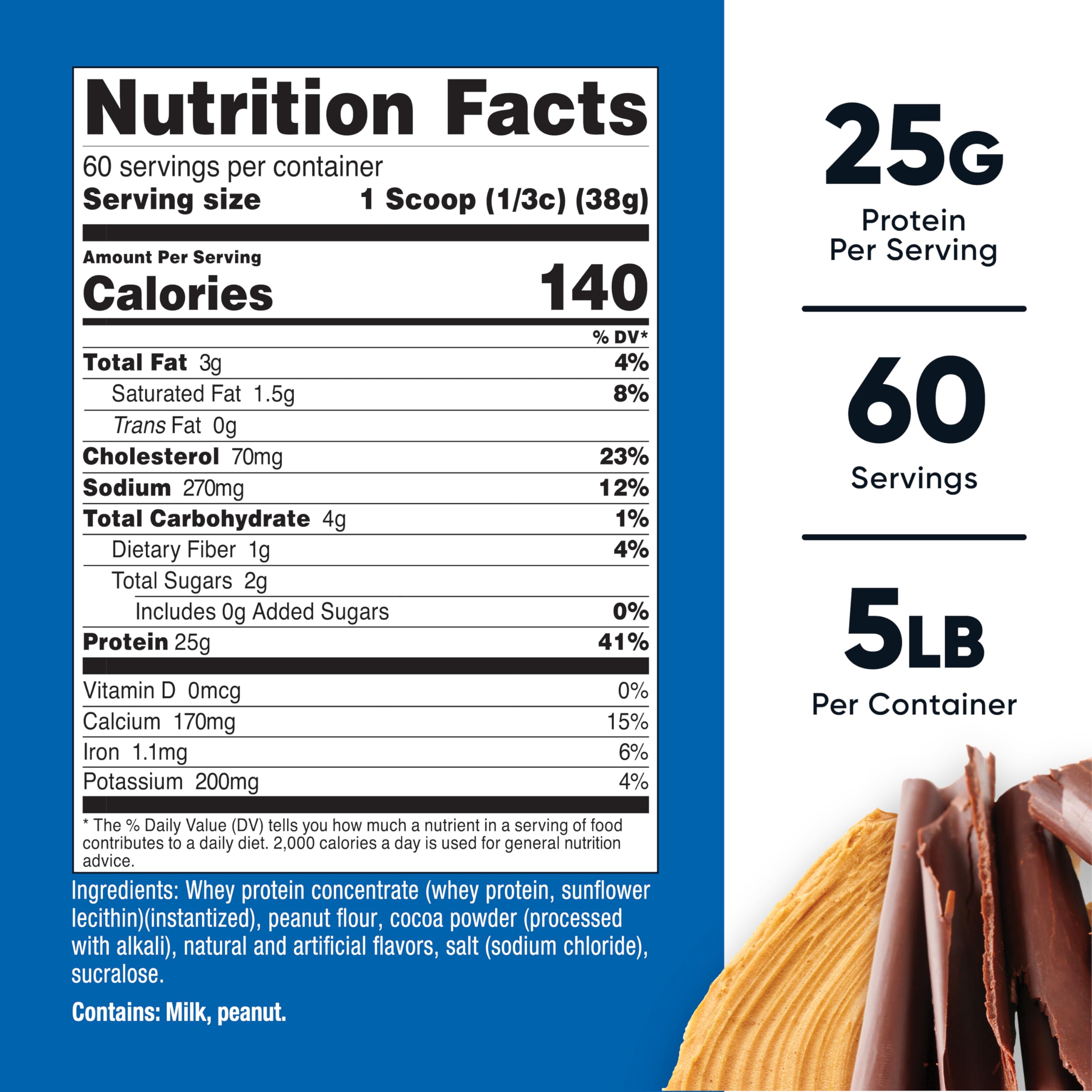 Nutricost Whey Protein Concentrate Chocolate Peanut Butter jar closeup for flavor.
