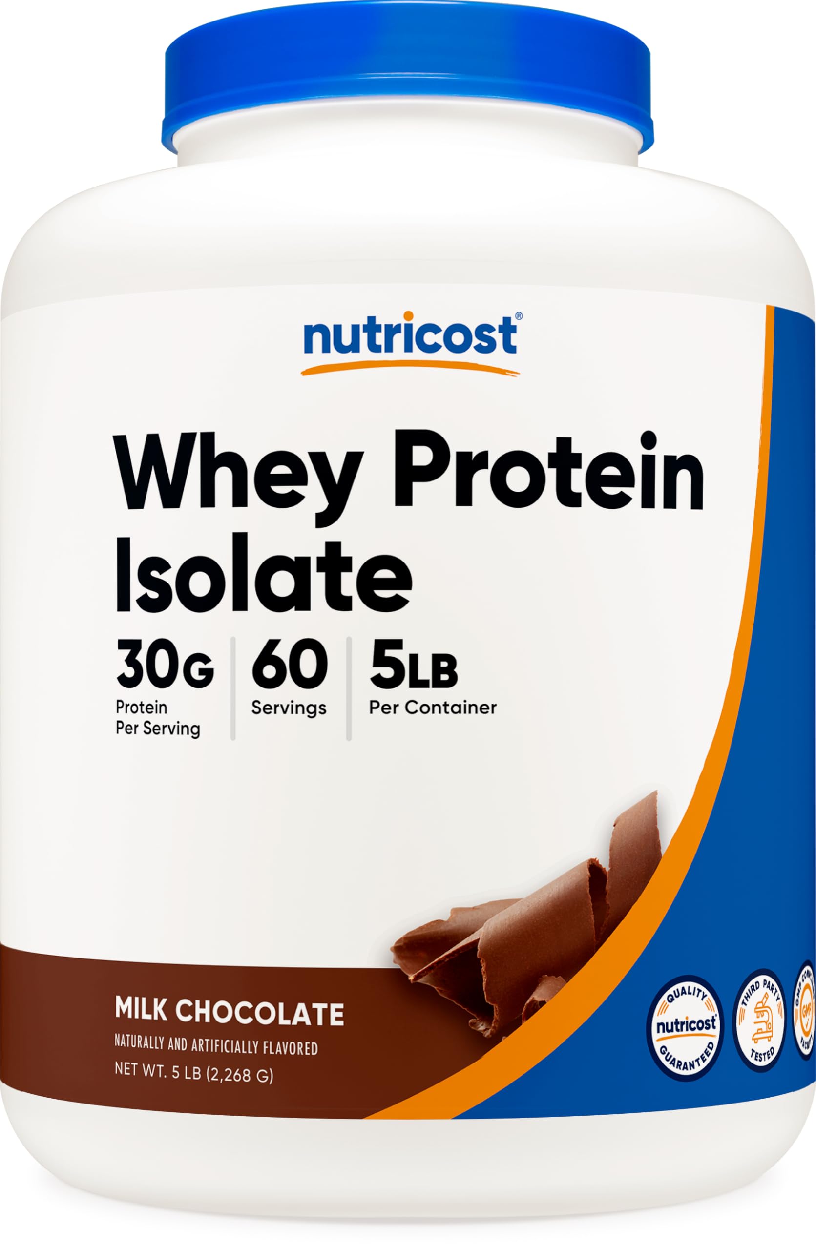Nutricost Whey Protein Isolate Milk Chocolate jar front view highlighting premium protein