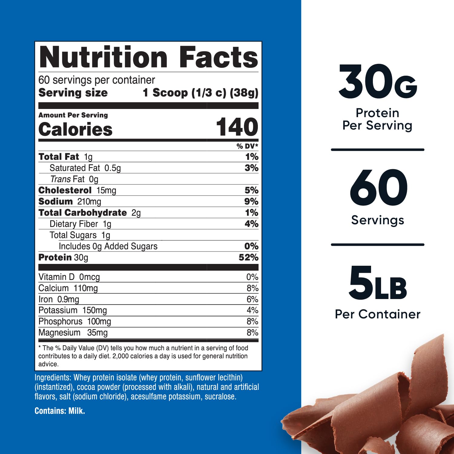 Nutricost Whey Protein Isolate Milk Chocolate scoop included for convenient serving